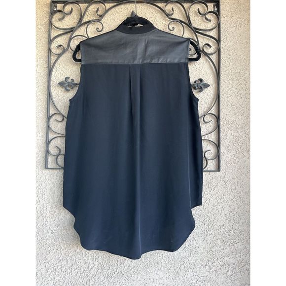SEA New York Lambs Leather And Silk Blouse - Size 8 - Black - Picture 4 of 7